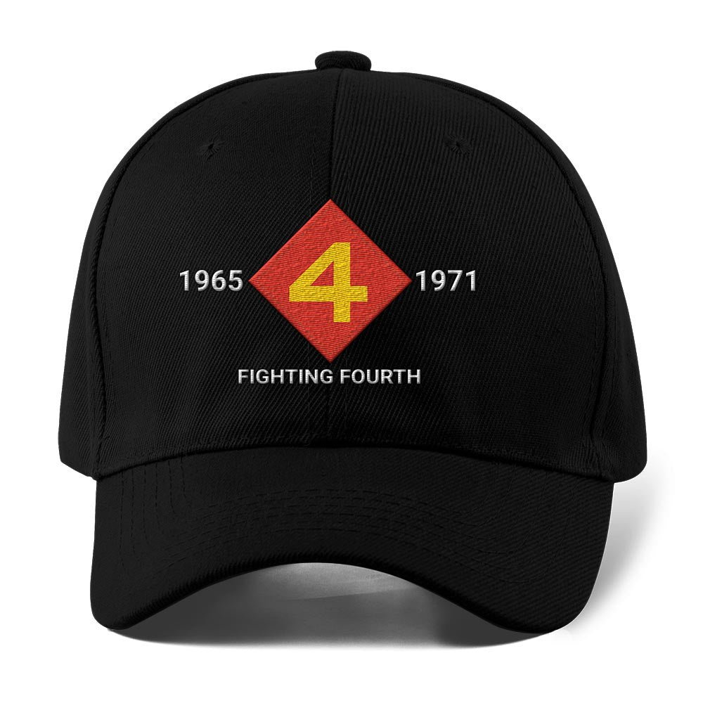 Marine Corps Veteran Cap, Customized 4Th Marine Division Embroidered Cap, Embroidered Dad Hat