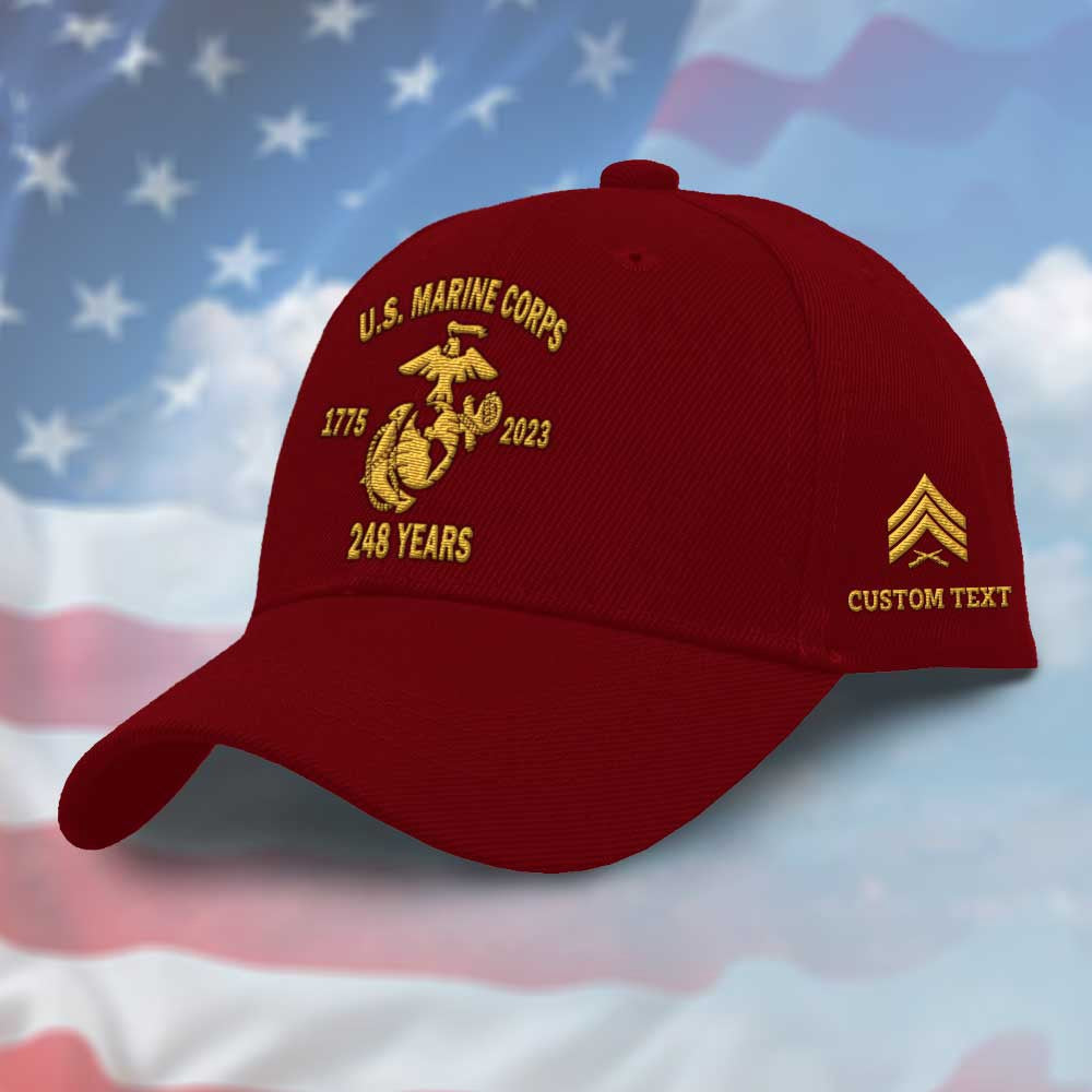 Marine Corps Veteran Cap, Customized Happy 248Th Birthday US Marine Corps Embroidered Cap, Embroidered Dad Hat