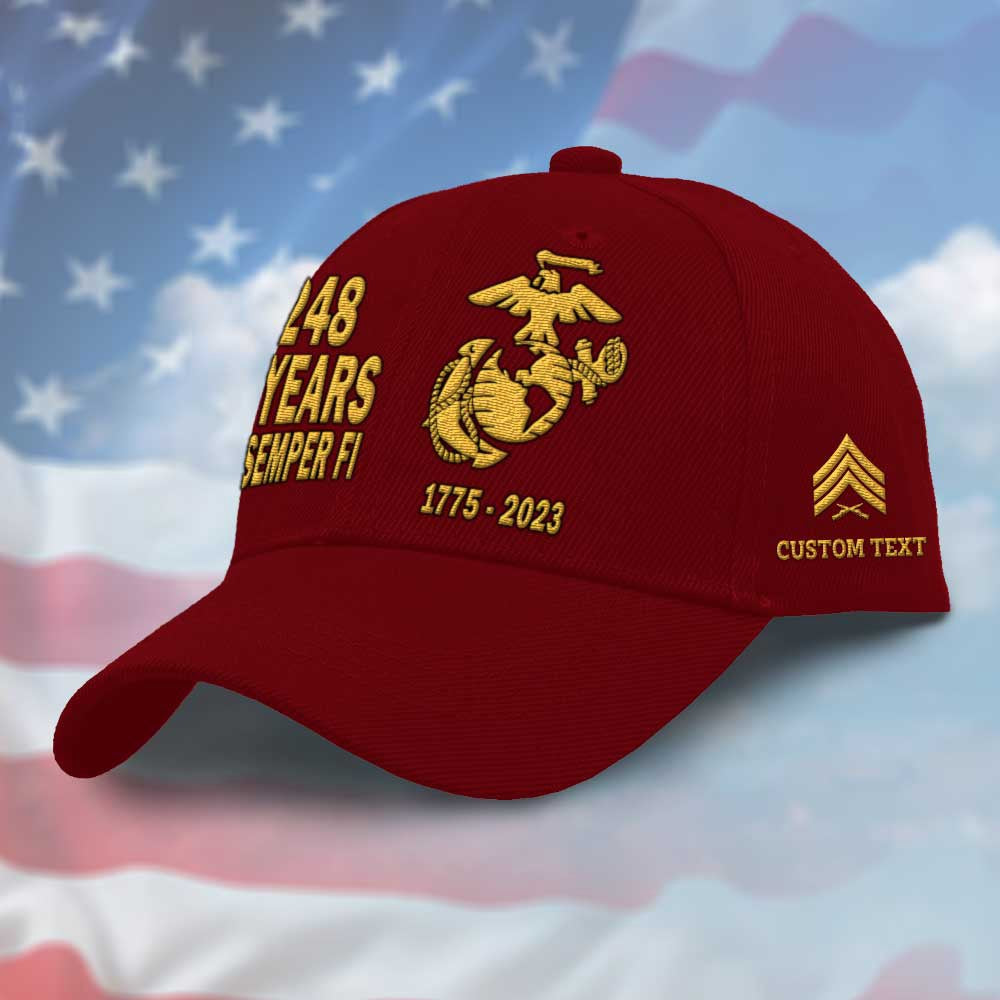 Marine Corps Veteran Cap, Customized Happy 248Th Semper Fl Us Marine Corps Embroidered Cap, Embroidered Dad Hat