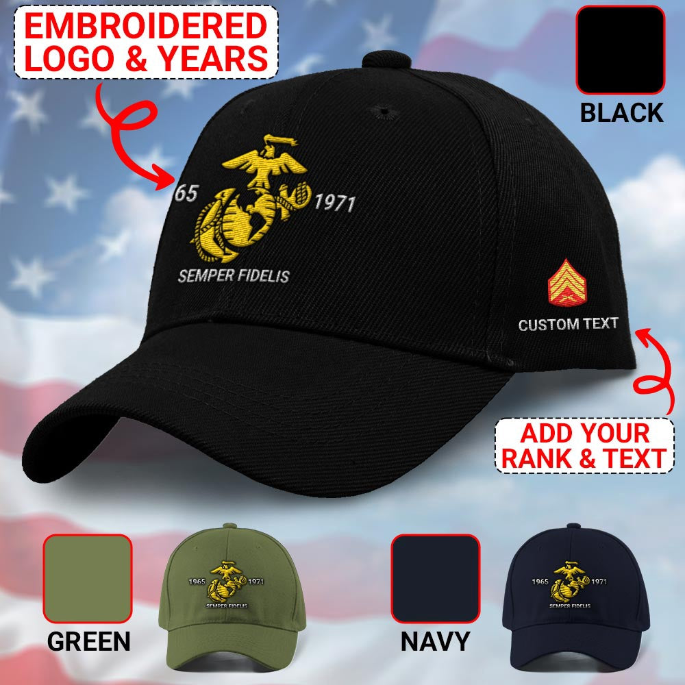 Marine Corps Veteran Cap, Customized Marine Corps Ega Embroidered Cap, Embroidered Dad Hat