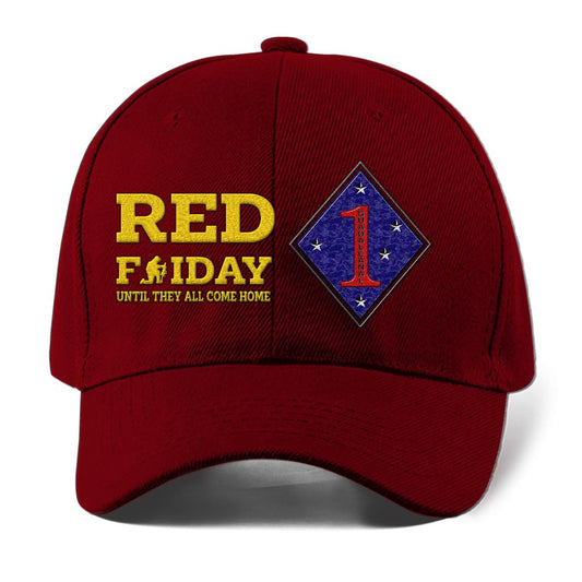 Marine Corps Veteran Cap, Customized Marines Insignias Red Friday Until They All Come Home Embroidered Cap, Embroidered Dad Hat