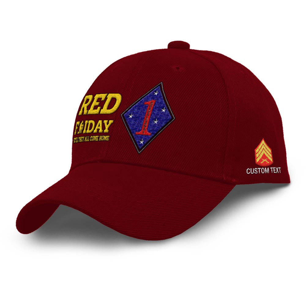 Marine Corps Veteran Cap, Customized Marines Insignias Red Friday Until They All Come Home Embroidered Cap, Embroidered Dad Hat