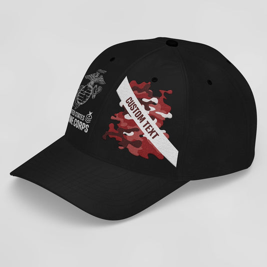 Marine Corps Veteran Cap, Customized US Marine Corps Camouflage Veterans Camo Embroidered Cap, Embroidered Dad Hat