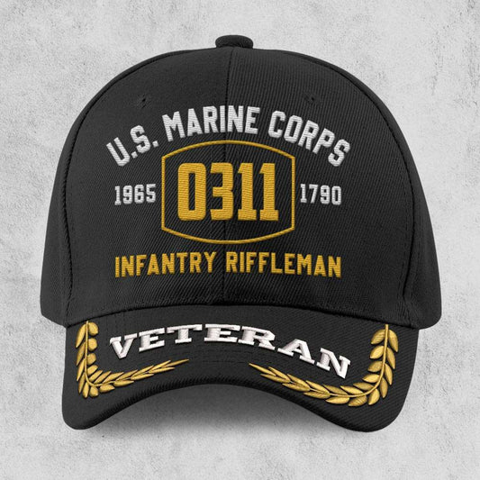 Marine Corps Veteran Cap, Customized US Marine Corps Infantry Riffleman Embroidered Cap, Embroidered Dad Hat