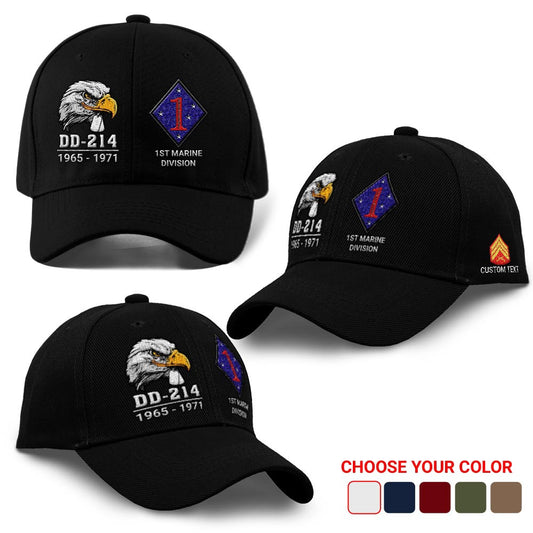 Marine Corps Veteran Cap, Customized US Marines Division Embroidered Cap, Embroidered Dad Hat