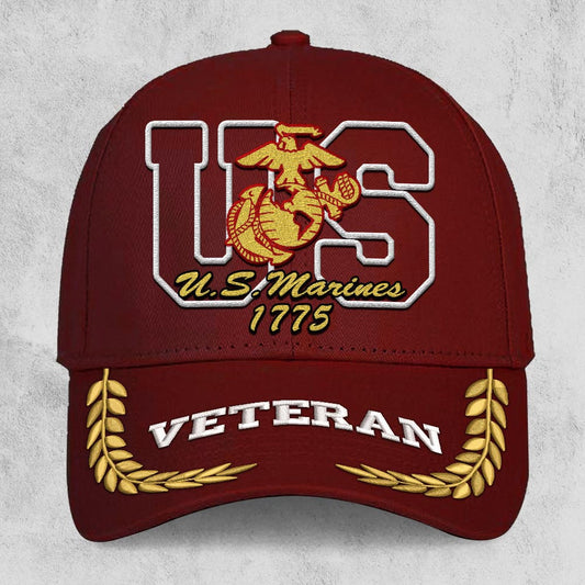 Marine Corps Veteran Cap, Customized US Marines Veteran Proudly Served Embroidered Cap, Embroidered Dad Hat