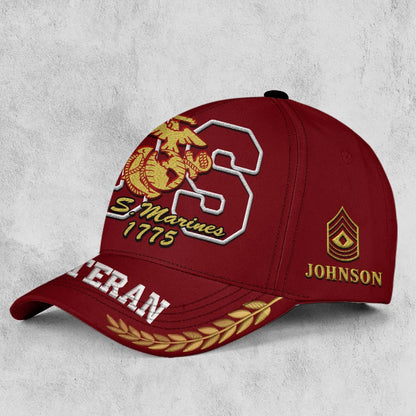 Marine Corps Veteran Cap, Customized US Marines Veteran Proudly Served Embroidered Cap, Embroidered Dad Hat