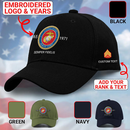 Marine Corps Veteran Cap, Customized United States Marine Corps Embroidered Cap, Embroidered Dad Hat