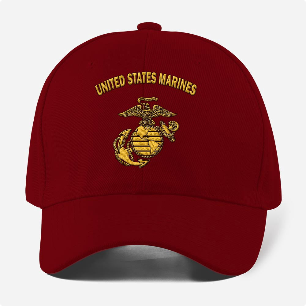 Marine Corps Veteran Cap, Customized United States Marine Corps Embroidered Caps, Embroidered Dad Hat