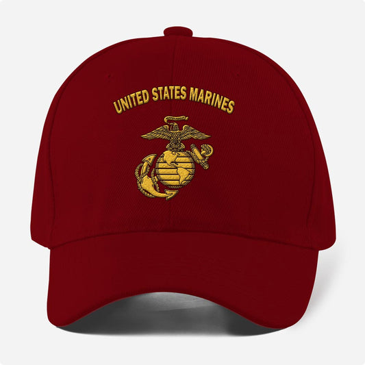 Marine Corps Veteran Cap, Customized United States Marine Corps Embroidered Caps, Embroidered Dad Hat