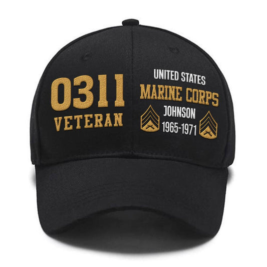 Marine Corps Veteran Cap, Customized Us Veteran Marines Mos Proudly Served Embroidered Cap, Embroidered Dad Hat