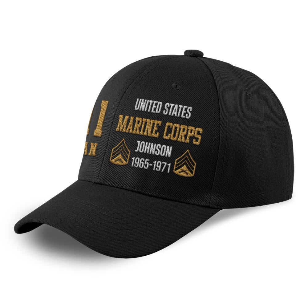 Marine Corps Veteran Cap, Customized Us Veteran Marines Mos Proudly Served Embroidered Cap, Embroidered Dad Hat