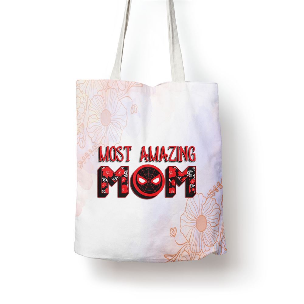 Marvel Mothers Day Spiderman Most Amazing Mom Tote Bag, Women Tote Bag, Canvas Tote Bag, Printed Tote Bag