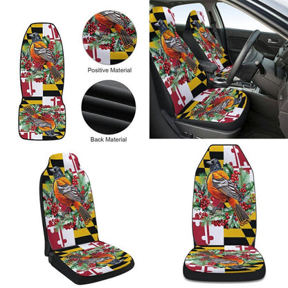 Maryland Christmas Baltimore Oriole Bird and Christmas Wreath Cars Seat Cover, Christmas Car Seat Covers, Car Decor Gift