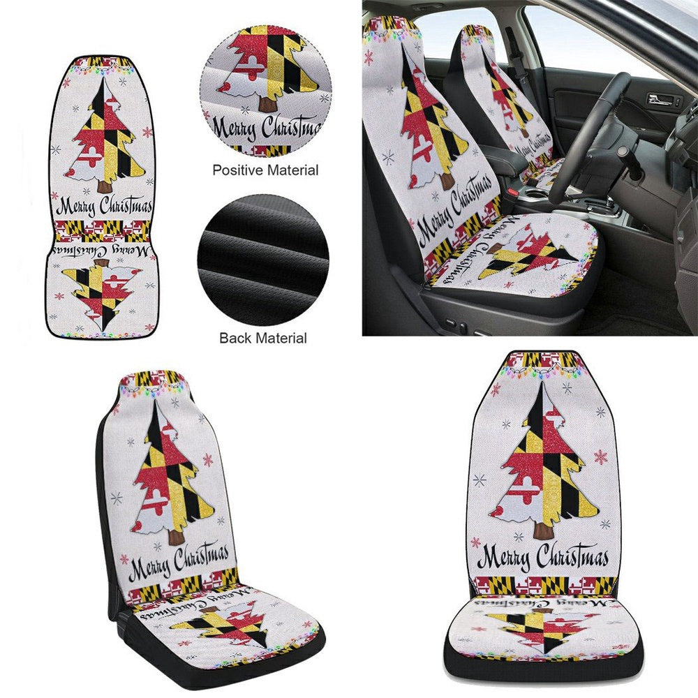 Maryland Christmas Christmas Tree Cars Seat Cover, Christmas Car Seat Covers, Car Decor Gift
