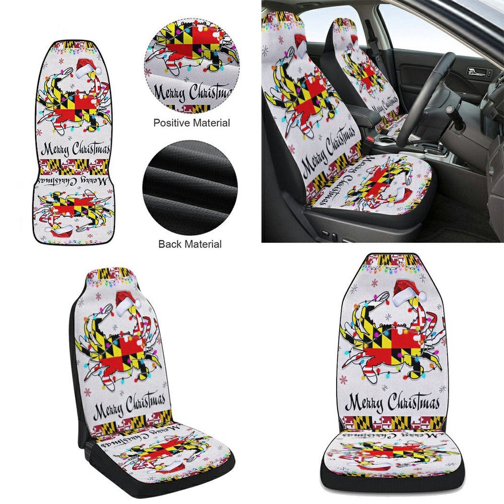 Maryland Crab Christmas Cars Seat Cover, Christmas Car Seat Covers, Car Decor Gift