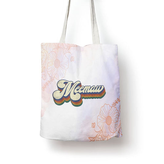 Meemaw Gifts For Grandma Retro Vintage Mothers Day Meemaw Tote Bag, Women Tote Bag, Canvas Tote Bag, Printed Tote Bag