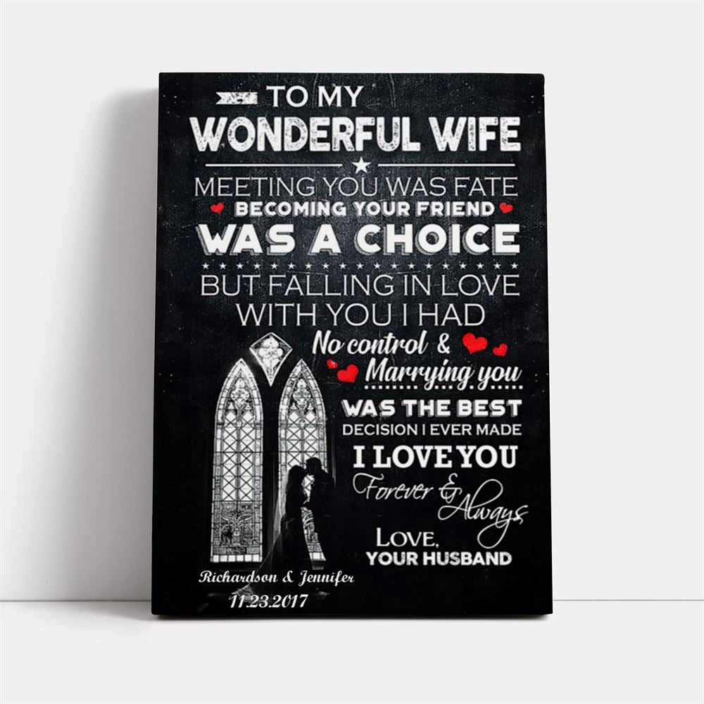 Meeting You Was Fate My Wonderful Wife Canvas, Mother's Day Canvas Art, Gift For Mom, Birthday Gift, Mother's Day Wall Art