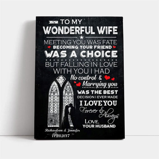 Meeting You Was Fate My Wonderful Wife Canvas, Mother's Day Canvas Art, Gift For Mom, Birthday Gift, Mother's Day Wall Art