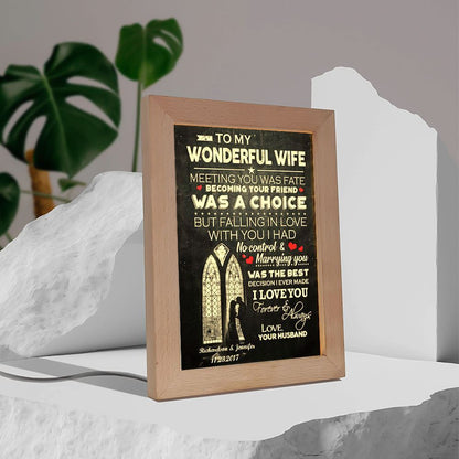 Meeting You Was Fate My Wonderful Wife Frame Lamp, Mother's Day Night Light, Best Mom Ever, Gift For Mom