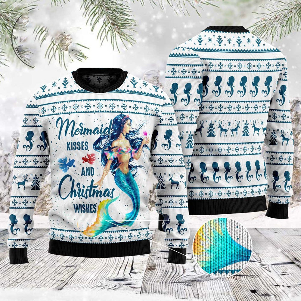 Mermaid Wishes Ugly Christmas Sweater, Funny Xmas Sweater, Sweater Xmas