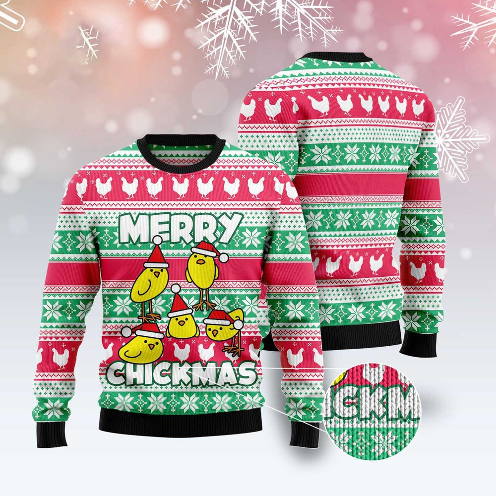 Merry Chickmas Ugly Christmas Sweater, Funny Xmas Sweater, Sweater Xmas