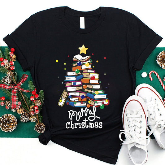 Merry Christmas Books T Shirt, Merry T Shirt, Unisex Christmas Shirts