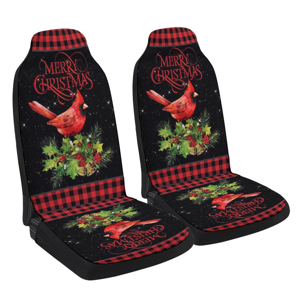 Merry Christmas Cardinal Cars Seat Cover, Christmas Car Seat Covers, Car Decor Gift