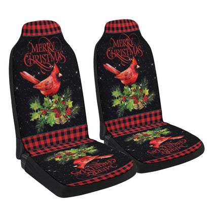Merry Christmas Cardinal Cars Seat Cover, Christmas Car Seat Covers, Car Decor Gift