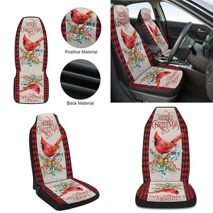 Merry Christmas Cardinal Cars Seat Cover, Christmas Car Seat Covers, Car Decor Gift