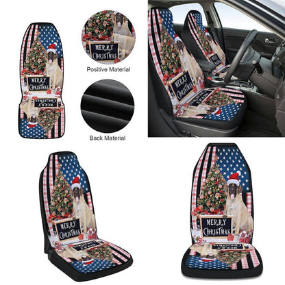Merry Christmas English Mastiff Cars Seat Cover, Christmas Car Seat Covers, Car Decor Gift
