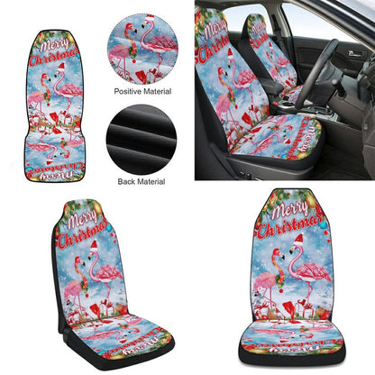 Merry Christmas Flamingo Cars Seat Cover, Christmas Car Seat Covers, Car Decor Gift