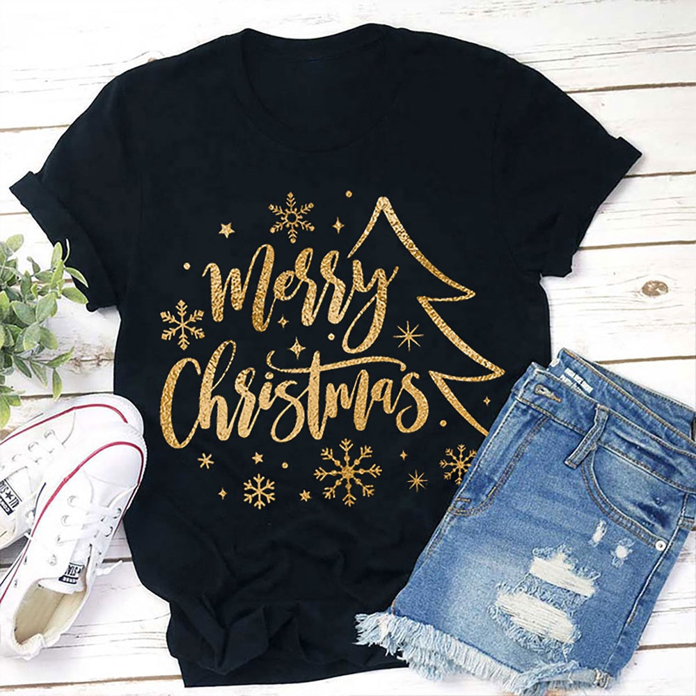 Merry Christmas Glitter T Shirt, Merry T Shirt, Unisex Christmas Shirts