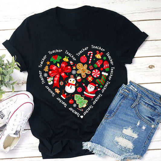 Merry Christmas Heart T Shirt, Merry T Shirt, Unisex Christmas Shirts