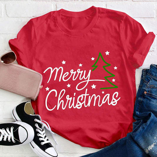 Merry Christmas Snow Tree T Shirt, Merry T Shirt, Unisex Christmas Shirts