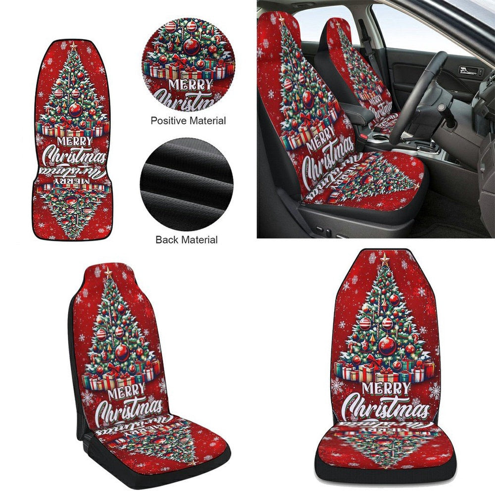 Merry Christmas Tree Cars Seat Cover, Christmas Car Seat Covers, Car Decor Gift