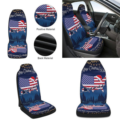 Merry Christmas You all American flag Cars Seat Cover, Christmas Car Seat Covers, Car Decor Gift