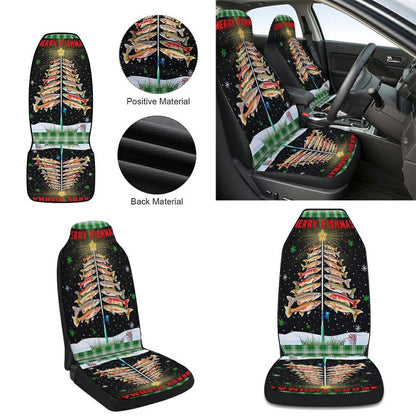 Merry Fishmas Tree Christmas Cars Seat Cover, Christmas Car Seat Covers, Car Decor Gift