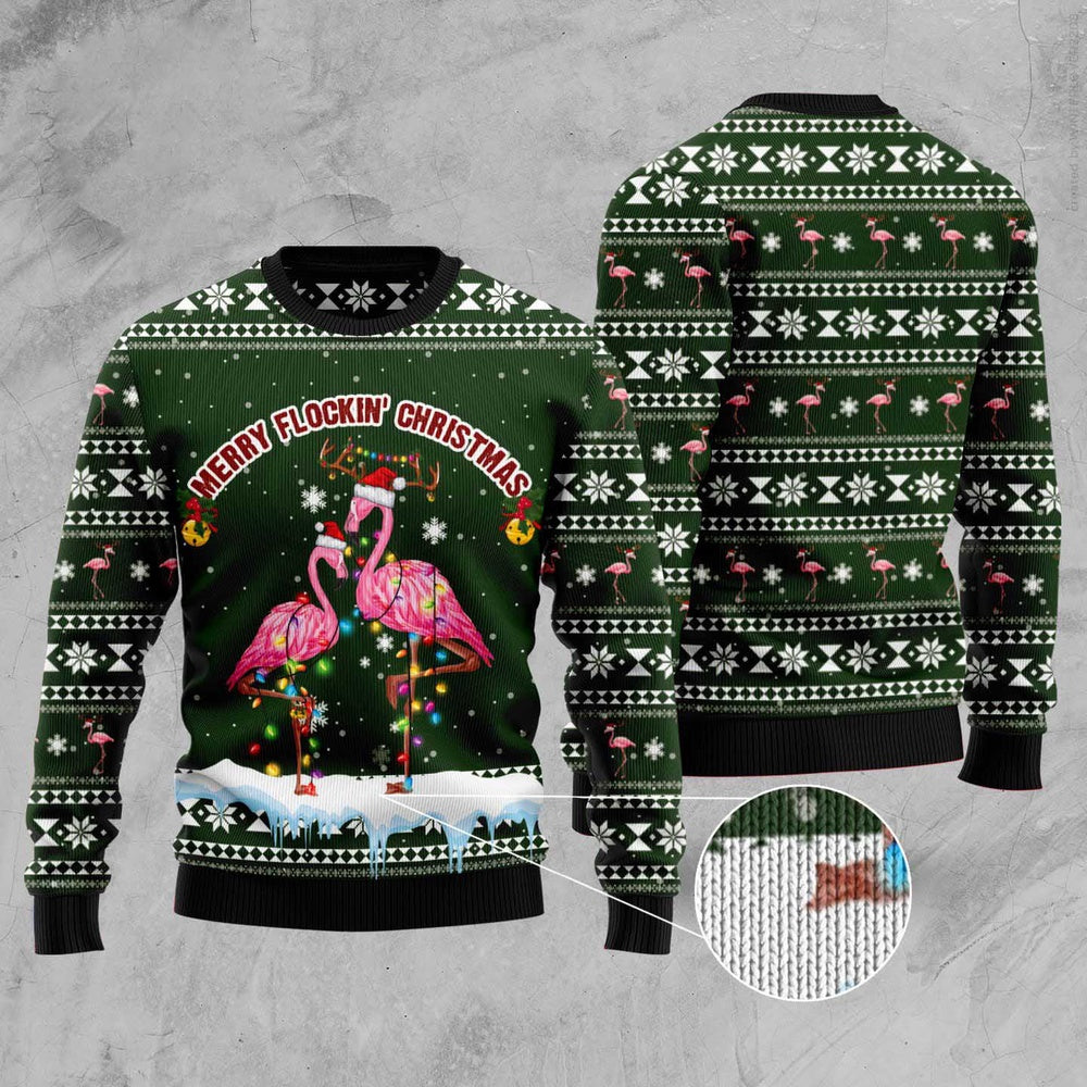 Merry Flockin Christmas Ugly Christmas Sweater, Funny Xmas Sweater, Sweater Xmas