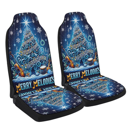 Merry Melodies Music Christmas Cars Seat Cover, Christmas Car Seat Covers, Car Decor Gift