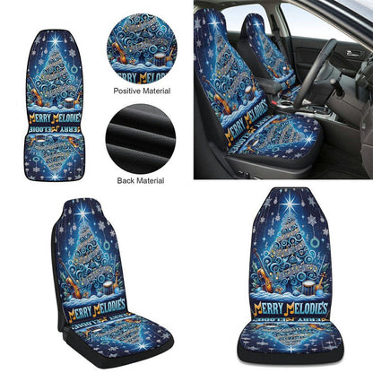 Merry Melodies Music Christmas Cars Seat Cover, Christmas Car Seat Covers, Car Decor Gift