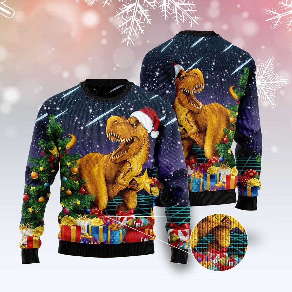 Merry T-Rex Christmas Ugly Christmas Sweater, Funny Xmas Sweater, Sweater Xmas