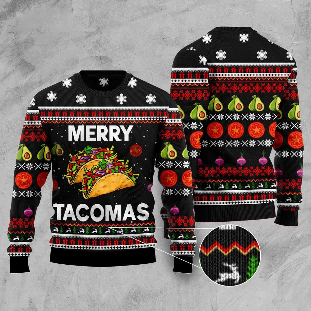 Merry Tacomas Ugly Christmas Sweater, Funny Xmas Sweater, Sweater Xmas