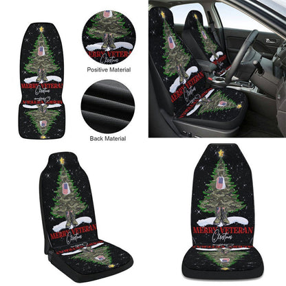 Merry Veteran Christmas Cars Seat Cover, Christmas Car Seat Covers, Car Decor Gift