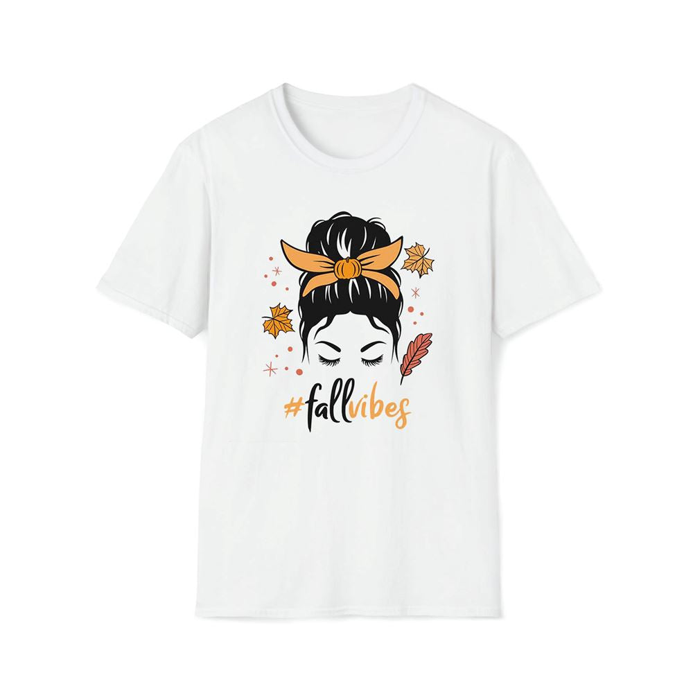 Messy Bun Fall Vibes Premium T Shirt, Mother's Day Premium T Shirt, Mom Shirt