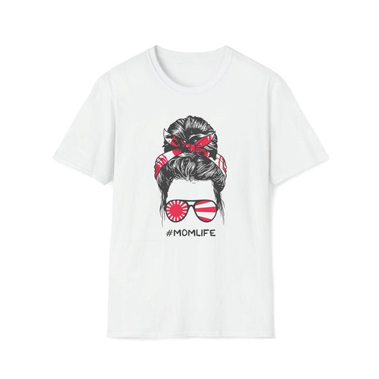Messy Bun Hairstyle With Japanese Flag Premium T Shirt, Mother's Day Premium T Shirt, Mom Shirt