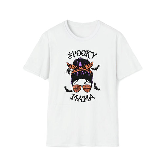 Messy Bun Spooky Mama Premium T Shirt, Mama Premium T Shirt, Mother's Day Premium T Shirt, Mom Shirt