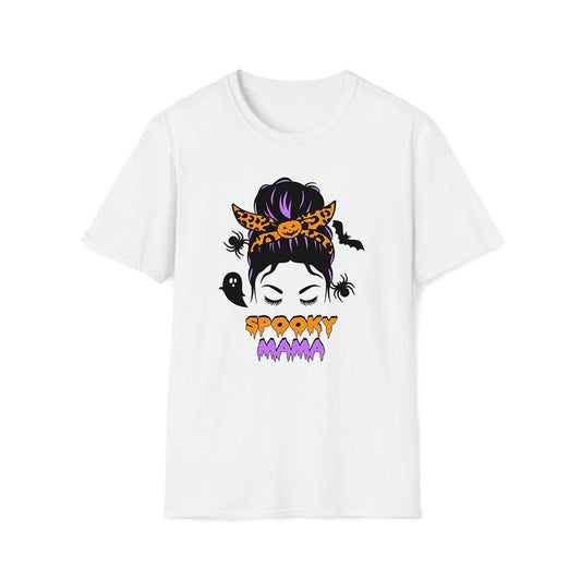 Messy Bun Spooky Mama Premium T Shirt, Mother's Day Premium T Shirt, Mom Shirt