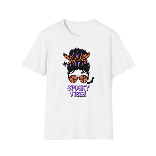 Messy Bun Spooky Vibes Premium T Shirt, Mother's Day Premium T Shirt, Mom Shirt