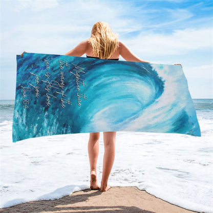Mightier Than The Waves Of The Sea Beach Towel - Christian Beach Towel - Religious Beach Towel